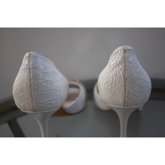 Dior White Snake Skin Crackle Slip On D C Peep Toe Heels Size 38.5 / 8.5 US - Picture 11 of 14